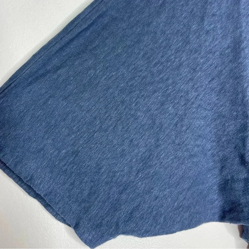 Akemi + Kin Anthropologie Shirt Blue Linen Crop Blouse Size Small - Picture 5 of 8
